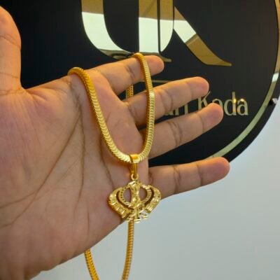 1 Grm Gold Khanda pendant with chain