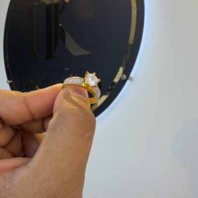 gold plated single stone ring